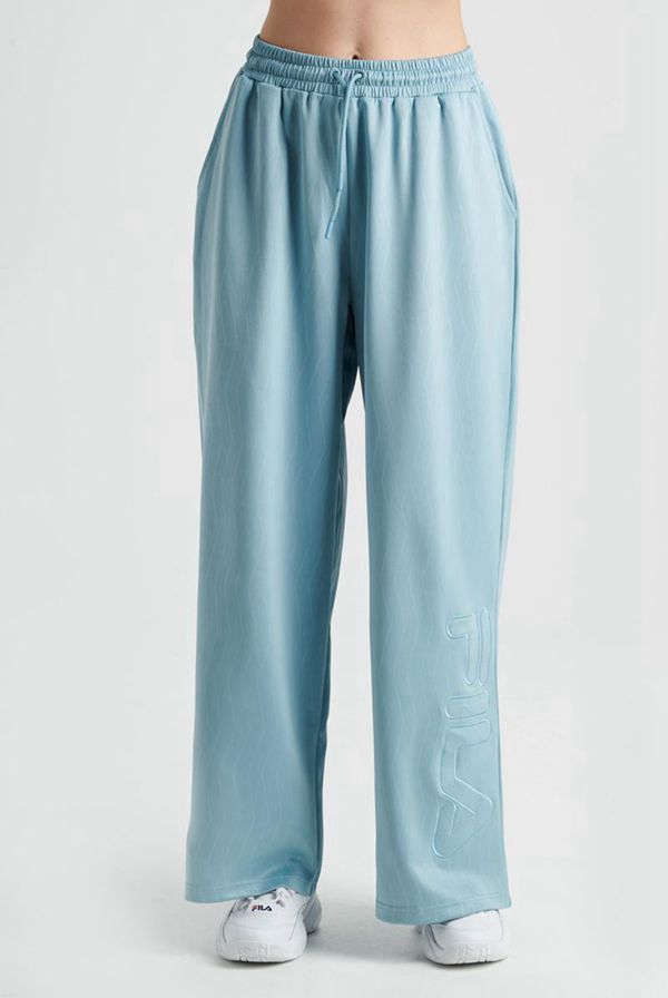 Fila Priya Embossed Wide Leg Women's Pants - Lightblue,NZ 657-41287